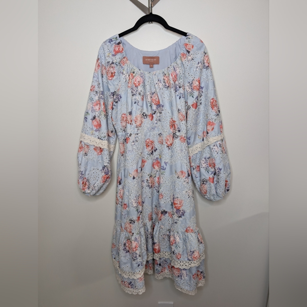 Jessakae Roux Tiered Eyelet Floral Dress | Size M - Picture 3 of 13